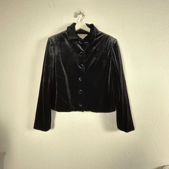 Vintage Emil Rutenberg Womens Black Velvet Black Jacket Small Single-Breasted - Picture 1 of 8